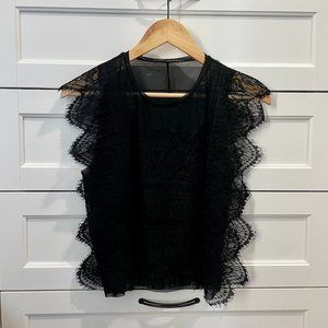NWOT Zara Black Mesh Sleeveless Blouse